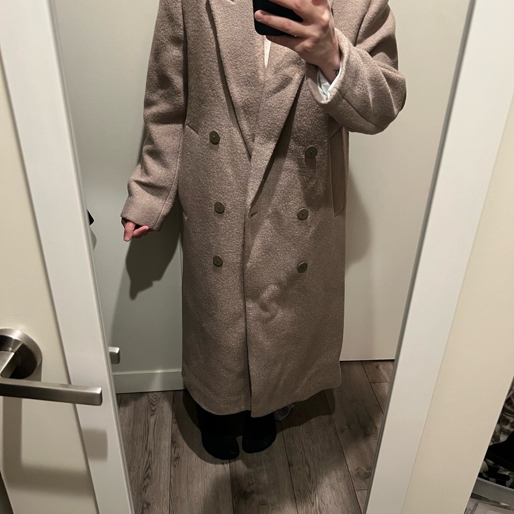 River Island Beige Double-Breasted Trench Coat